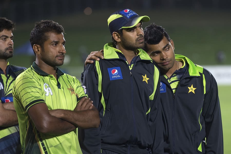 Pakistan players look disappointed after the 2-0 series loss