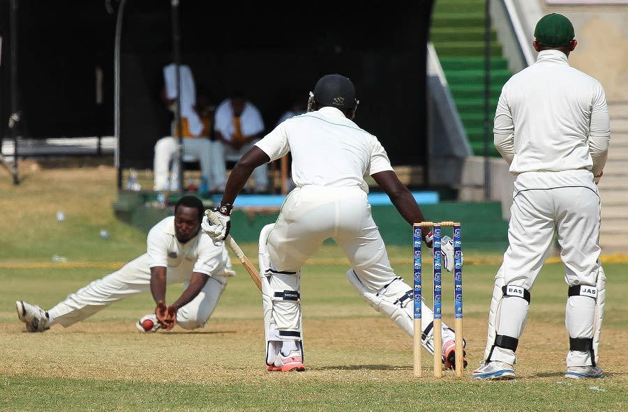 Odean Brown fails to latch on to a chance offered by Anthony Bramble