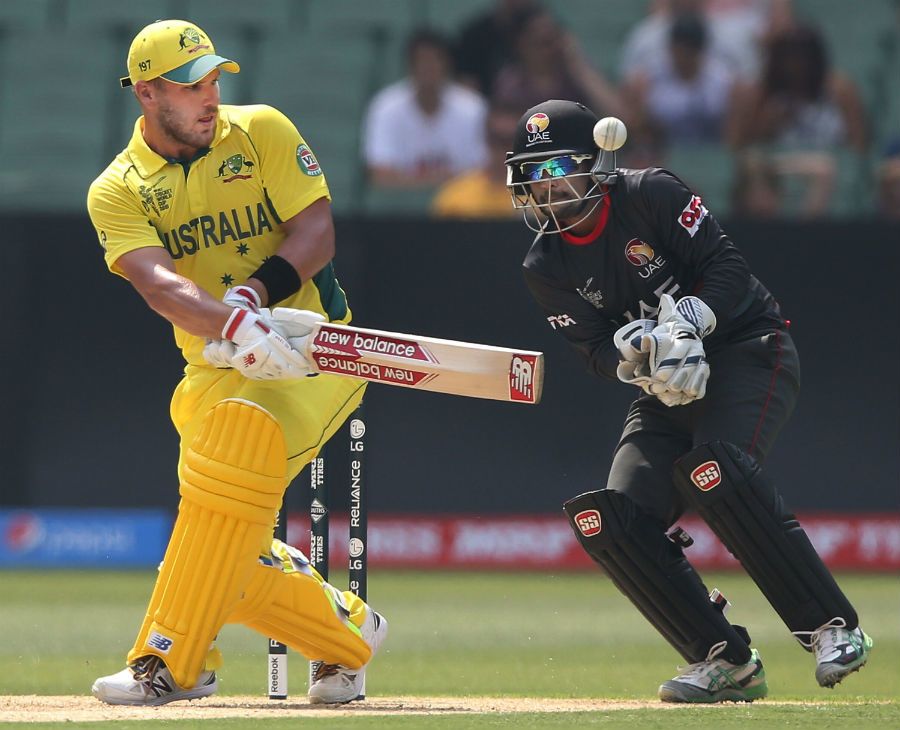 Aaron Finch plays off his hips 