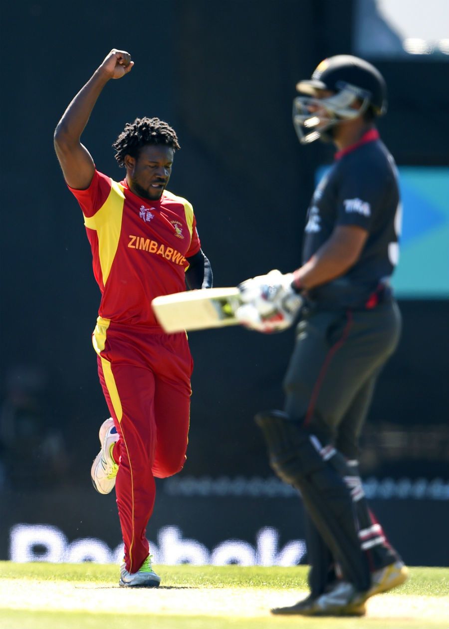 Solomon Mire celebrates the wicket of Andri Berenger