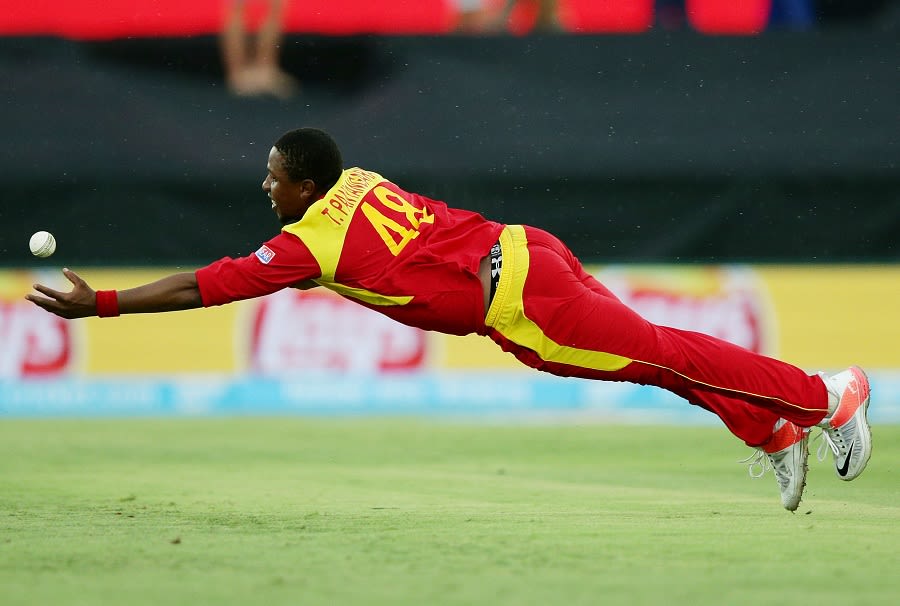 Tinashe Panyangara dives in an attempt to pull off a catch