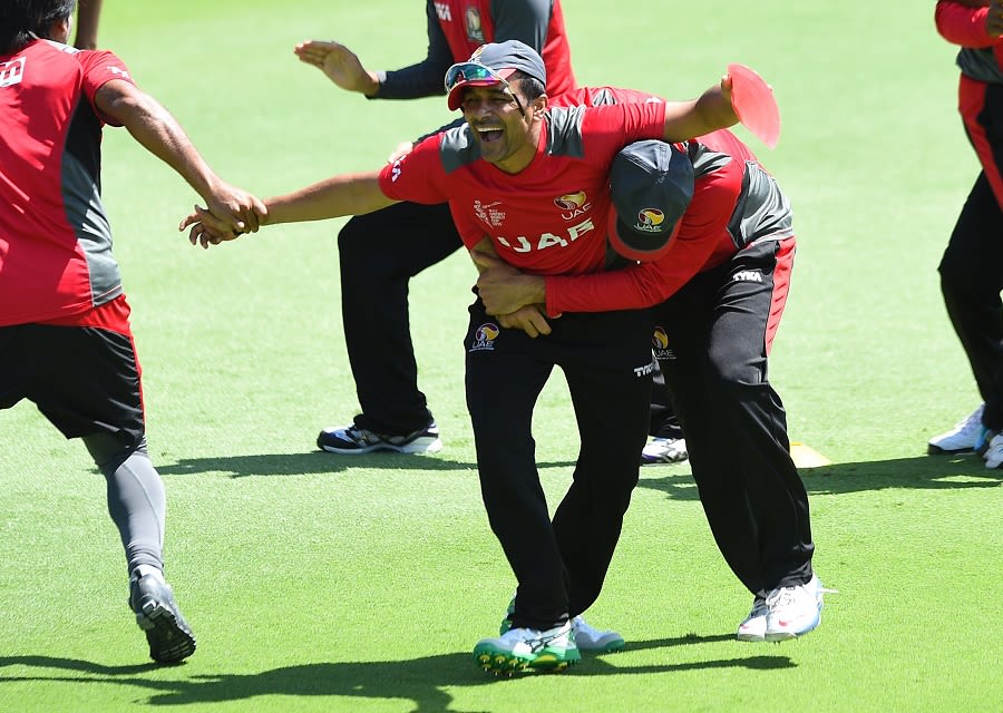 Eyes in the back of his head? Khurram Khan gets tackled during practice