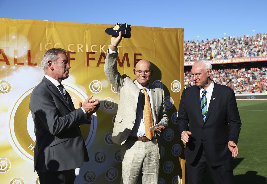 Martin Crowe was inducted into the ICC Hall of Fame during the break