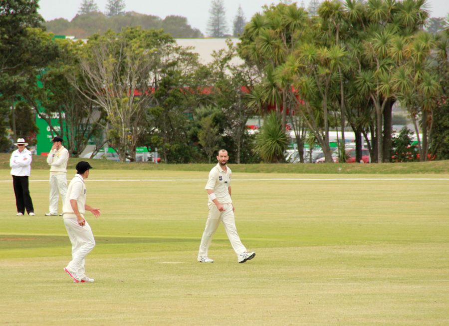 Andy McKay walks back to his mark