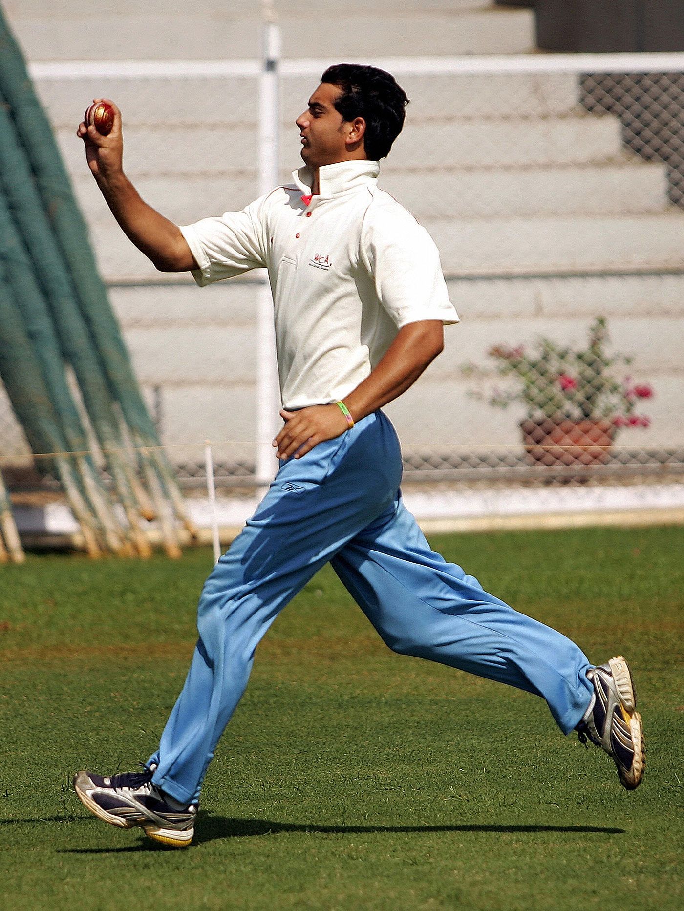Abid Nabi bowls at the nets