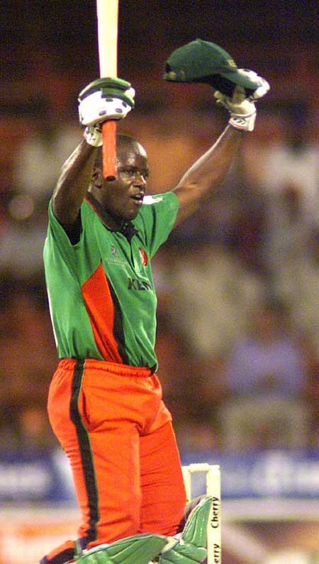 Odumbe acknowledging the crowds applause on his fifty