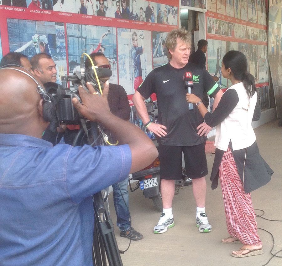 Ian Pont being interviewed in India