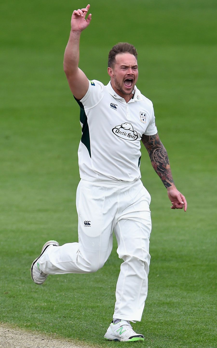 Gareth Andrew picked up the prize wicket of Cheteshwar Pujara