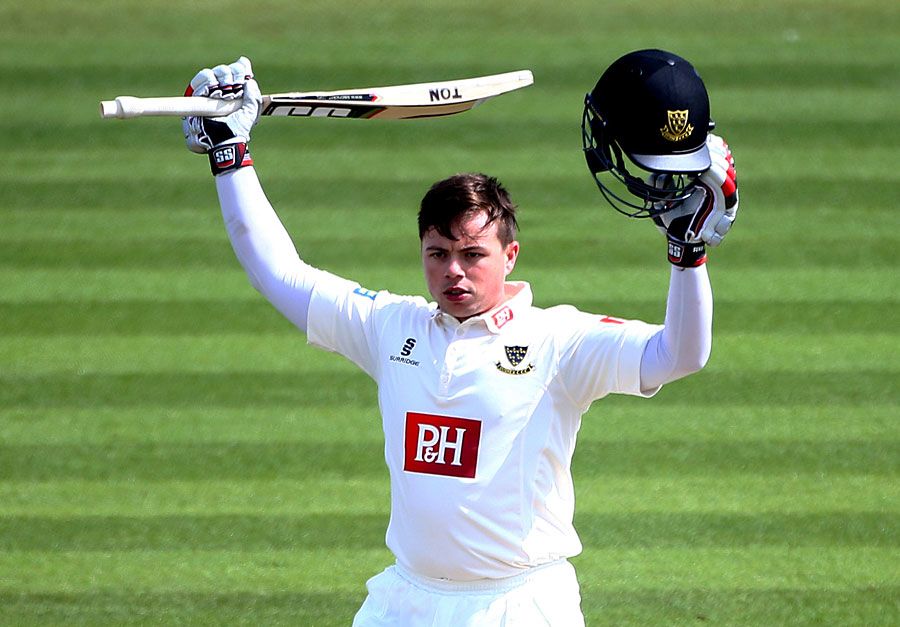 Matt Machan celebrates his rapid hundred