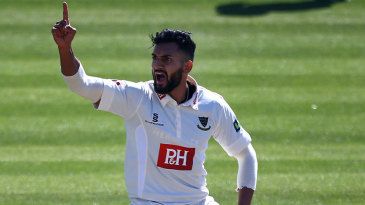 Ajmal Shahzad can't help but smile at Mark Wood's pure pace
