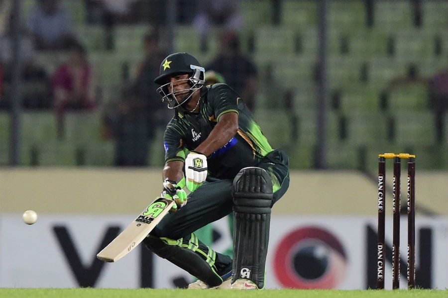 Debutant Mukhtar Ahmed attempts a ramp shot