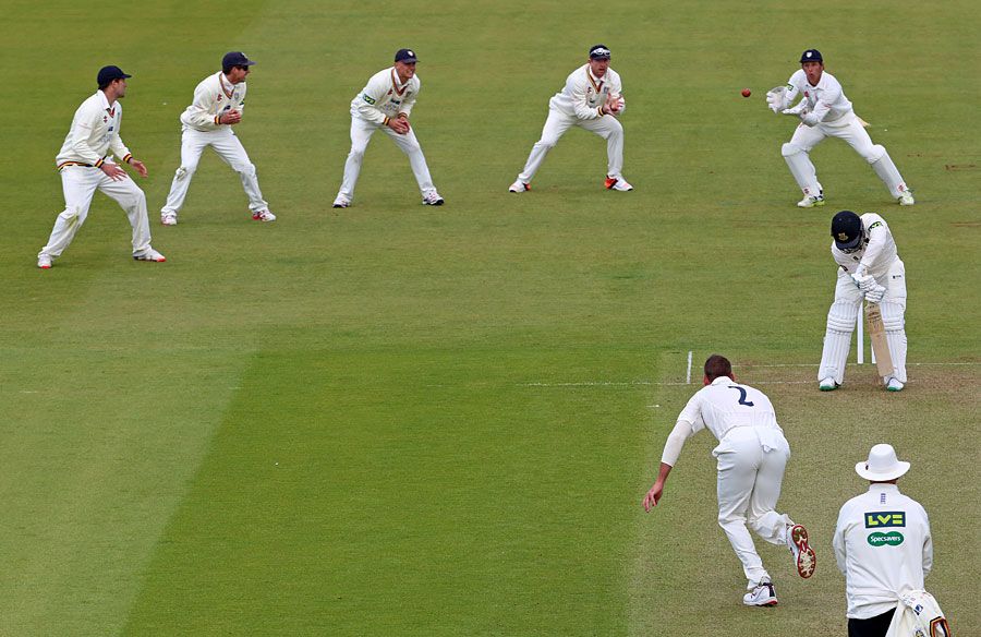 Edged and gone: Phil Mustard prepares to take an edge off Craig Cachopa