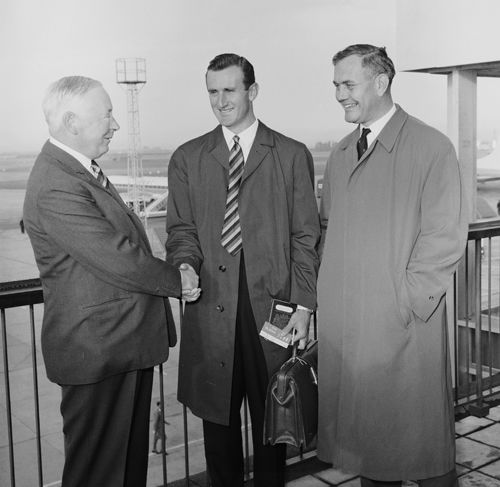 The Duke of Norfolk shaking hands with England captain Ted Dexter