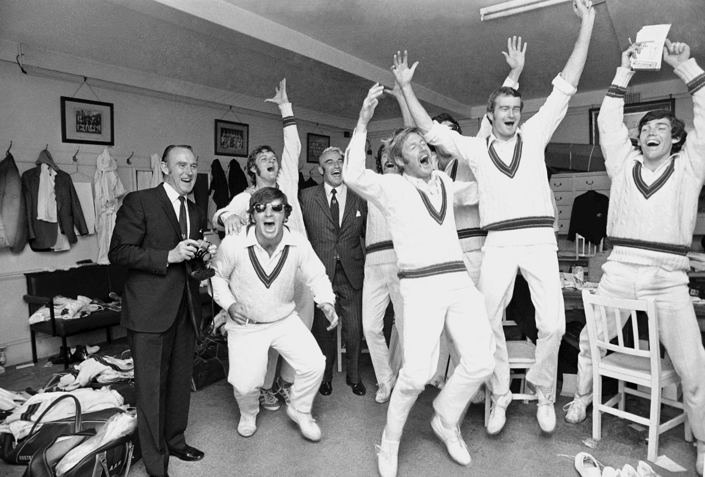The Australian dressing room celebrates