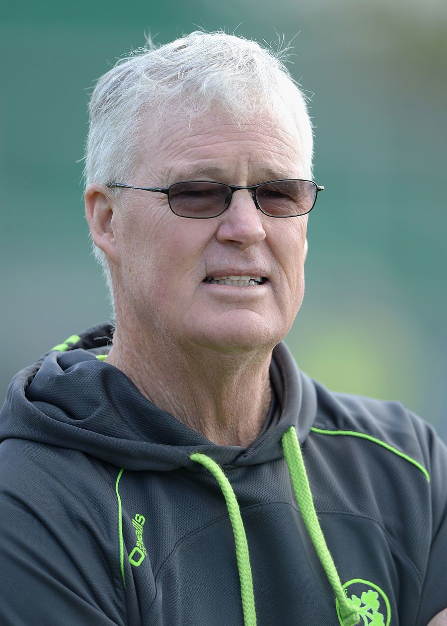 John Bracewell, Ireland's new coach, watches over training