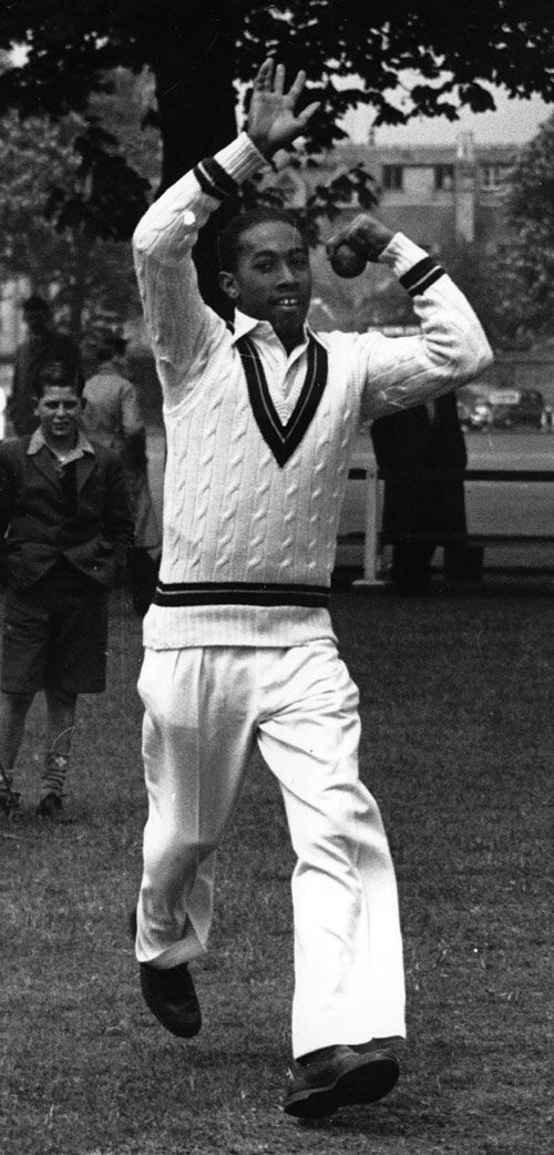 Alf Valentine bowling in the nets