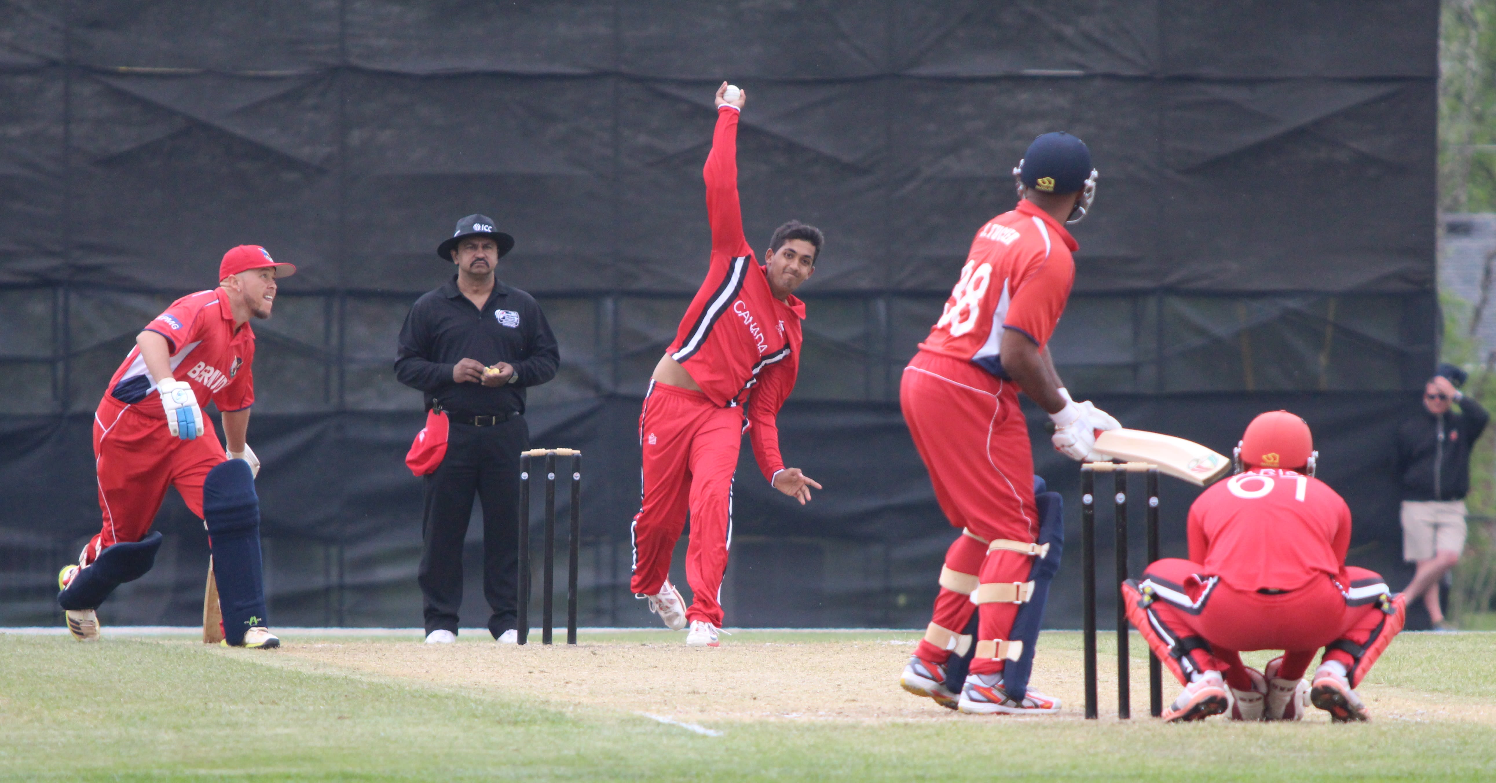 Nikhil Dutta bowls to Janeiro Tucker