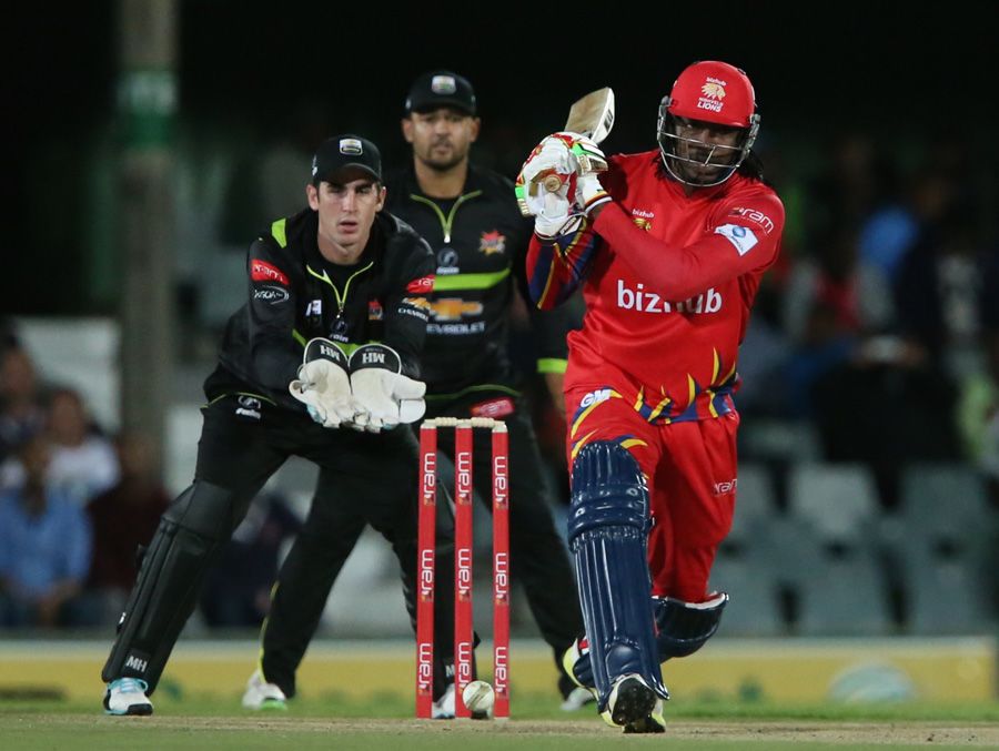 Chris Gayle hits one down the ground