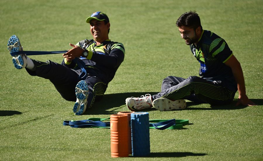 Nasir Jamshed and Ahmed Shehzad warm up