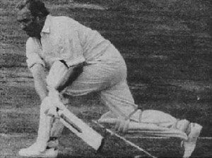 Denis Compton batting in his final appearance at Lords