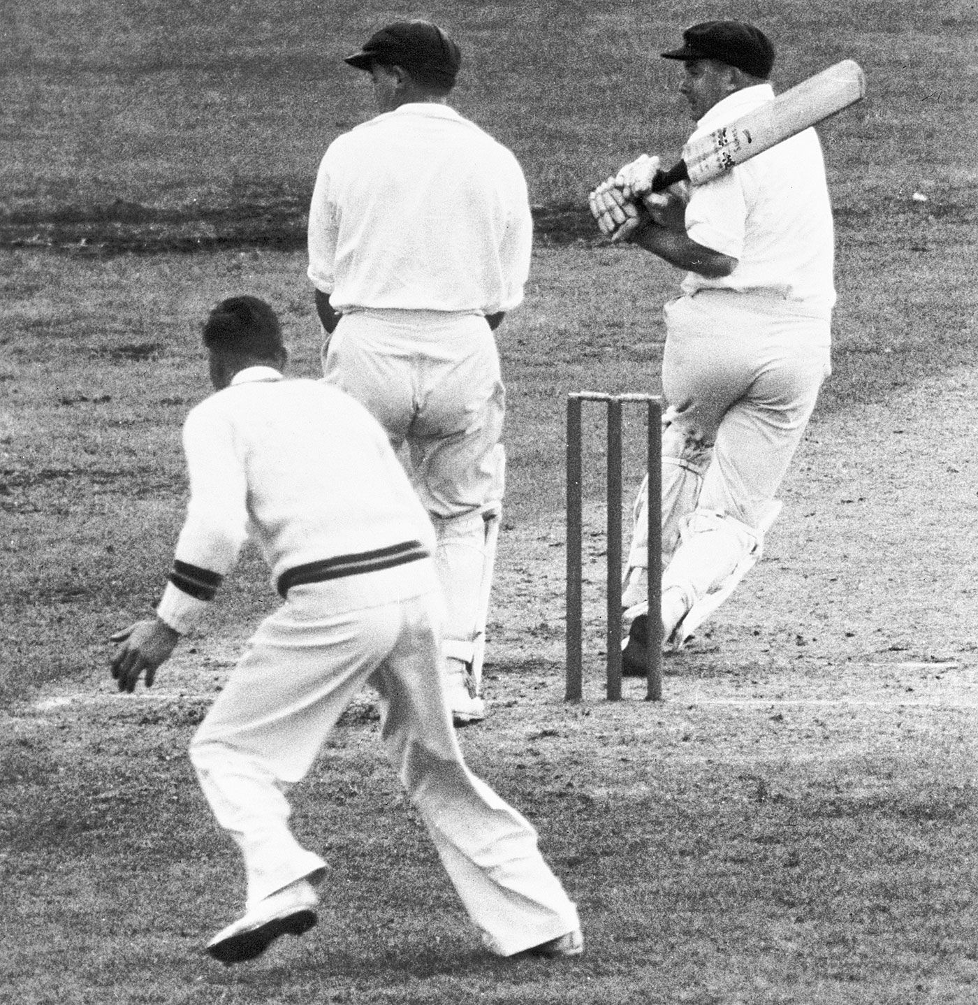 John Rutherford bats during the 1956 England tour