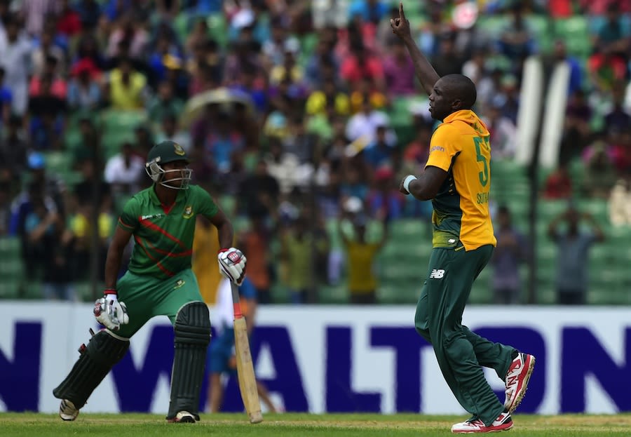Legspinner Eddie Leie celebrates a wicket