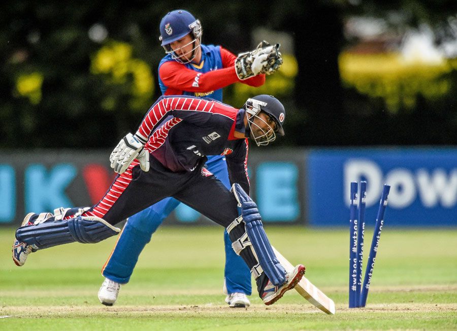 USA captain Muhammad Ghous was run-out for 1