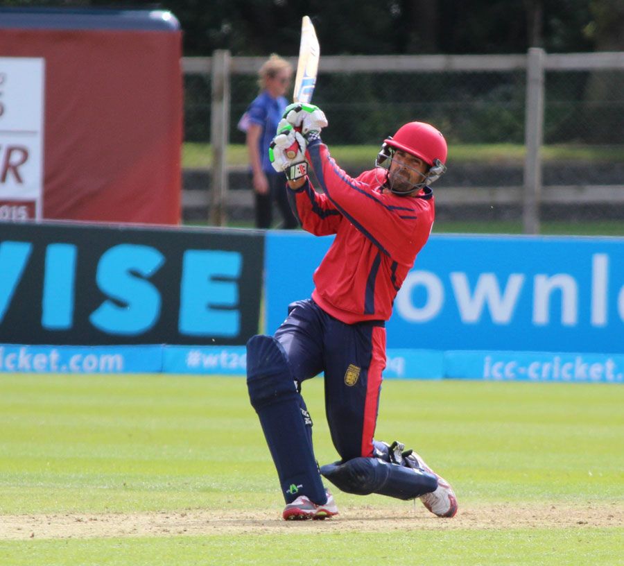Jersey captain Peter Gough goes through the off side