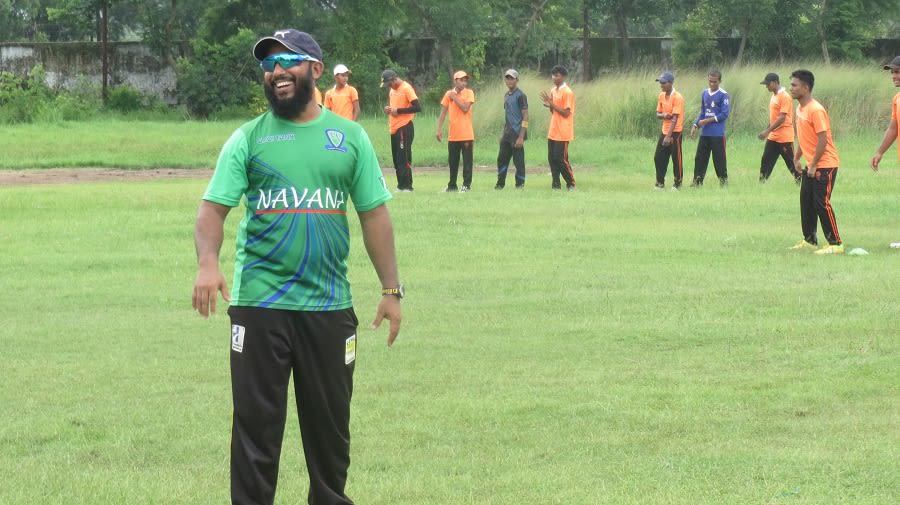 Aftab Ahmed during a training session at his academy