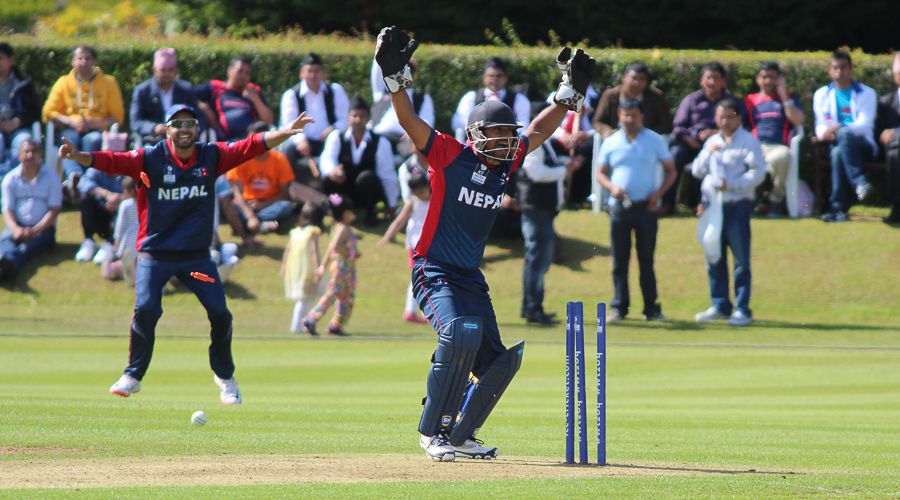Mahesh Chhetri erupts for an appeal after Anil Mandal's direct hit to runout Richie Berrington