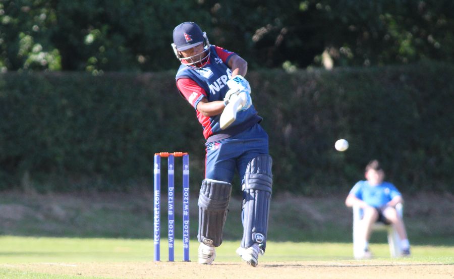 Anil Mandal pulls through midwicket during his 100 off 93 balls