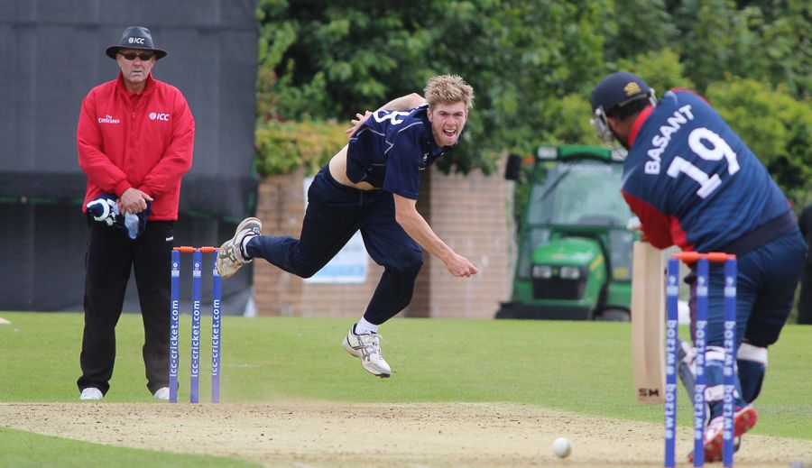 Gavin Main bowls to Basant Regmi
