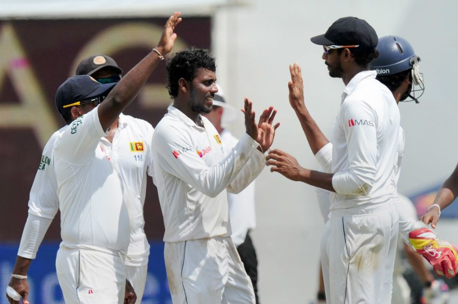 Tharindu Kaushal celebrates a wicket