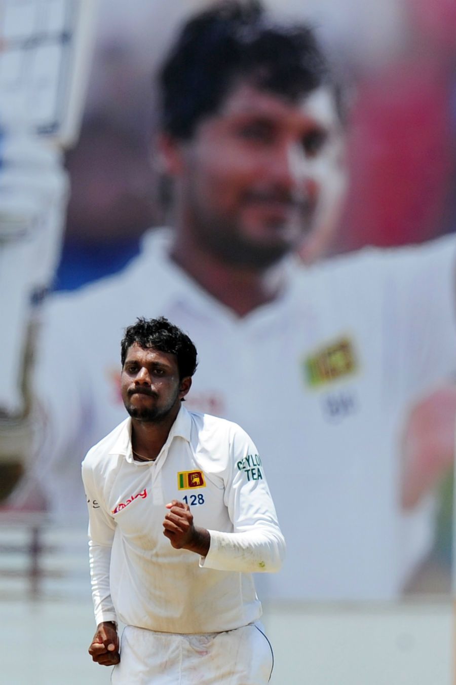 Tharindu Kaushal celebrates the wicket of Virat  Kohli