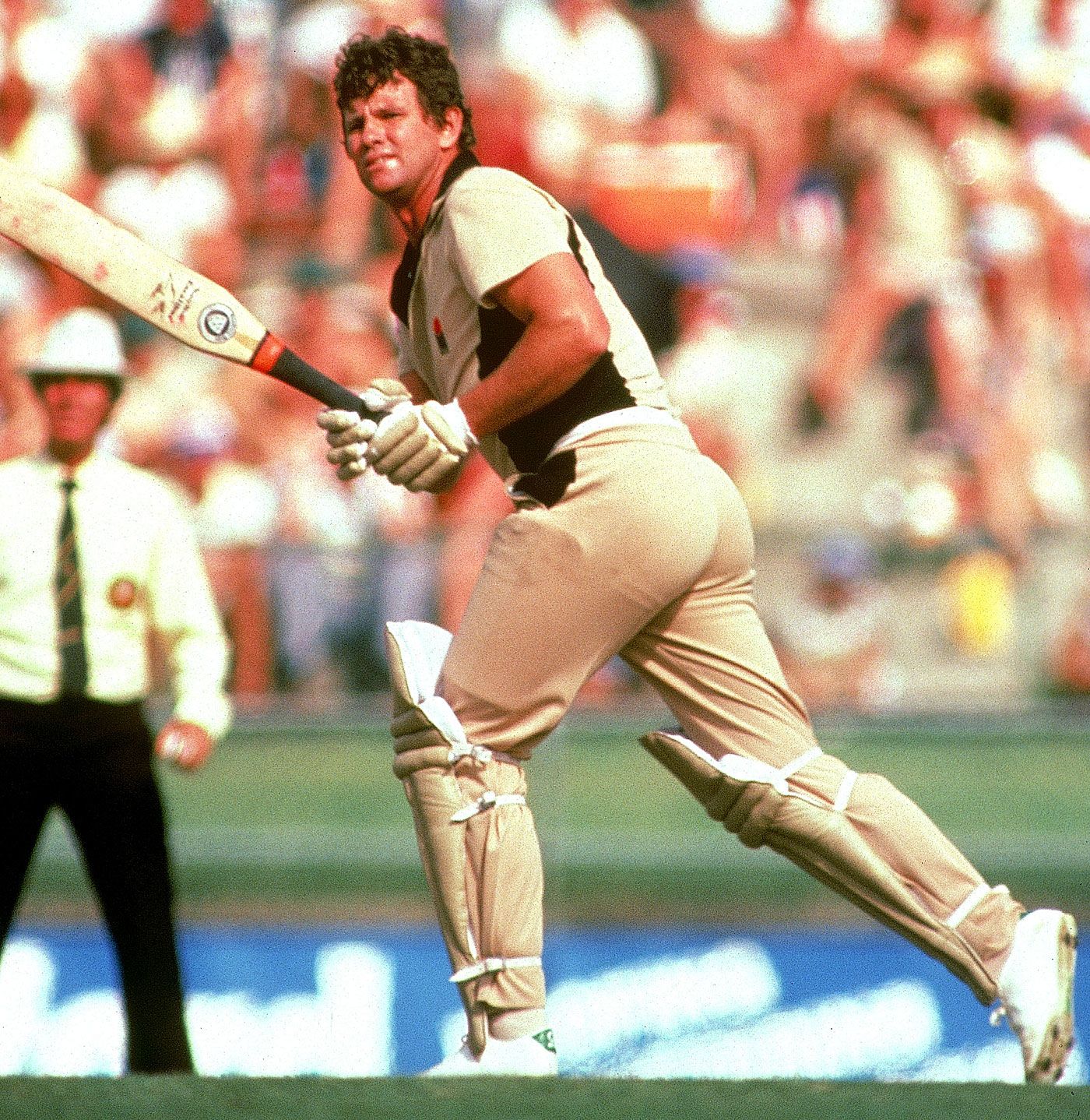Lance Cairns uses the Excalibur bat during a one-day international