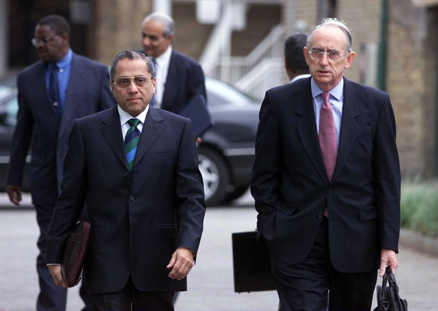 Jagmohan Dalmiya and Malcolm Gray arrive for a meeting at Lord's