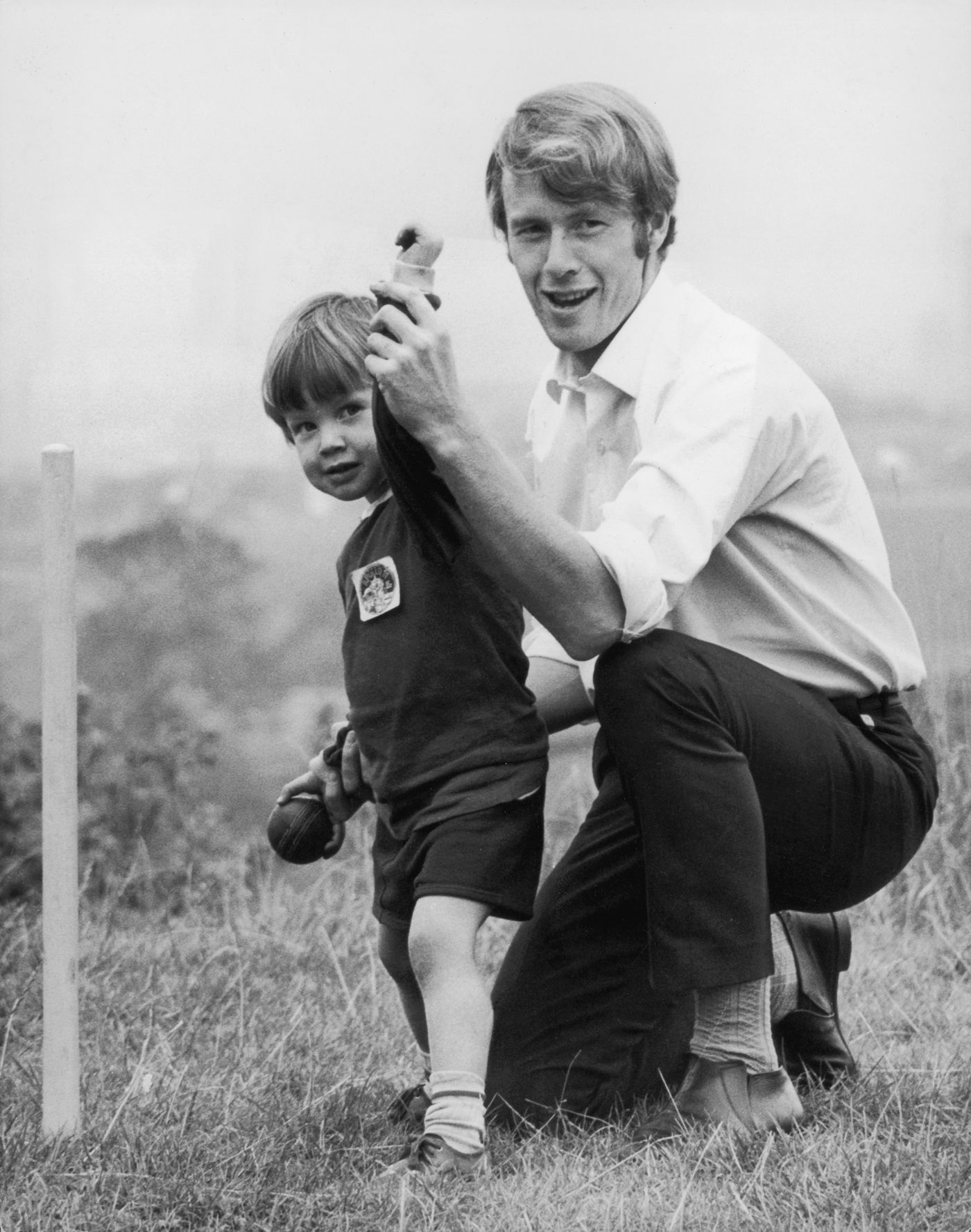 Peter Lever plays with his son Stuart