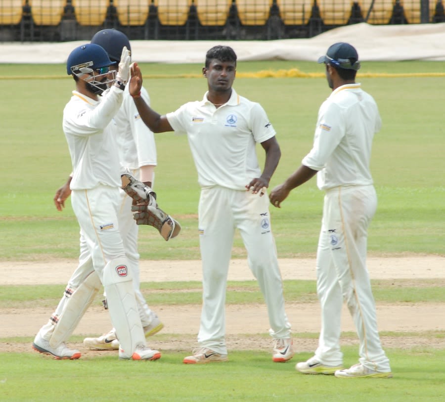 DT Chandrasekar picked up four wickets in the first innings