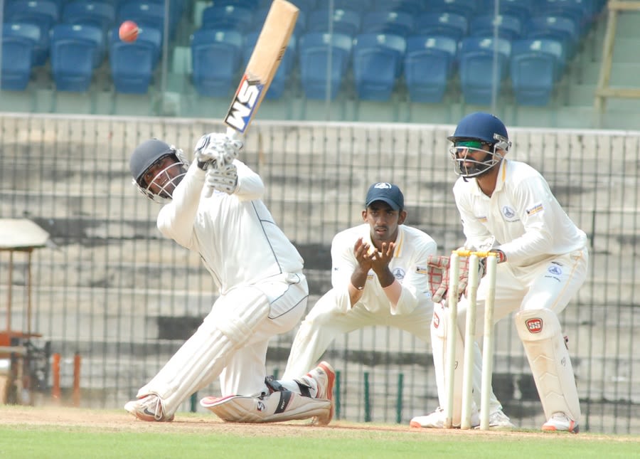 AG Pradeep plays the slog sweep