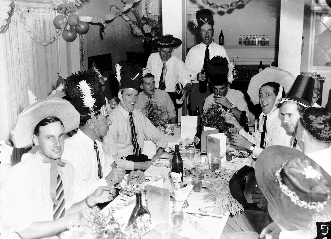 England's players enjoy a Christmas dinner