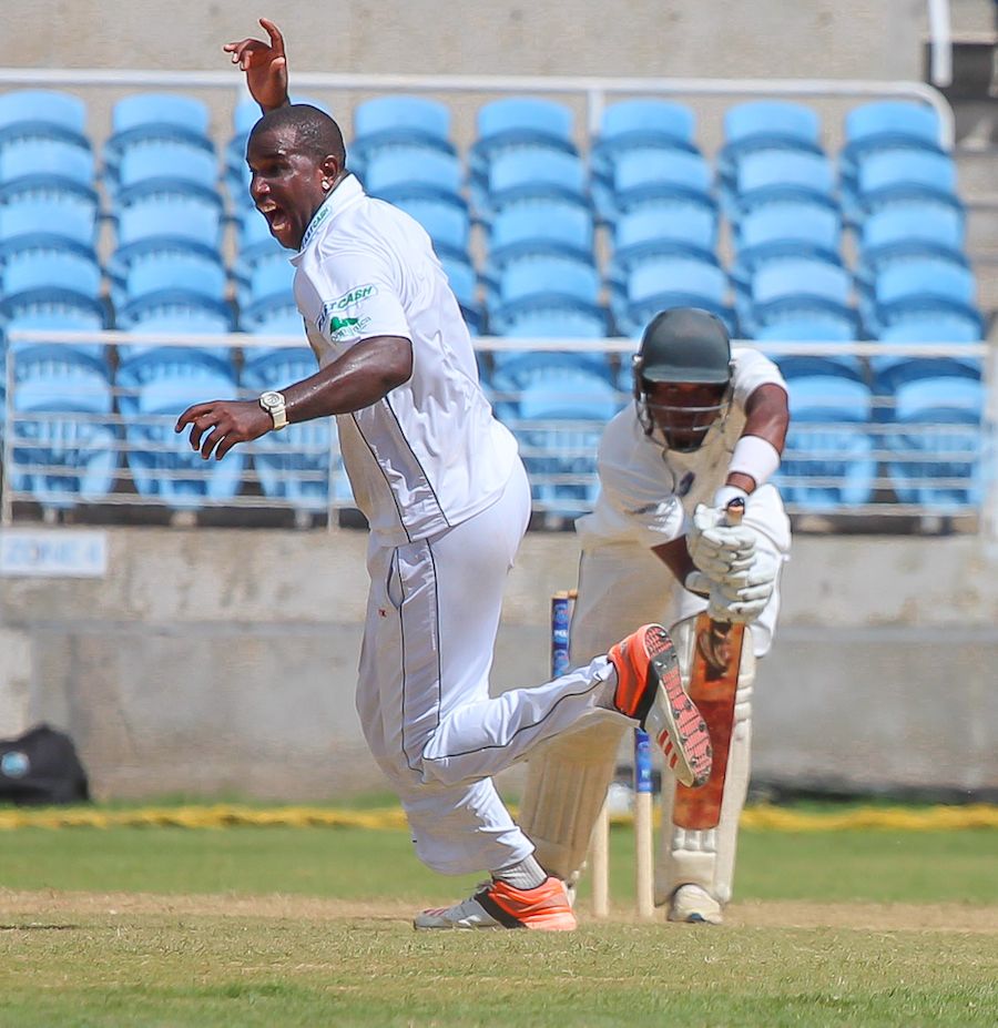 Mervin Matthew celebrates having David Bernard caught behind