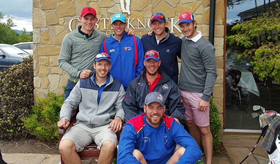 Namibia players enjoy an off day heading out to golf