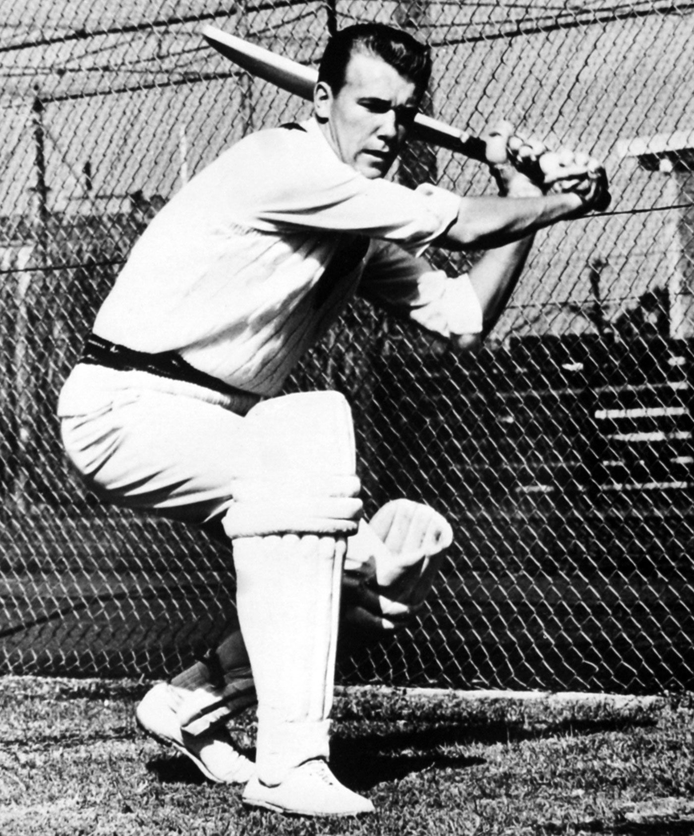 Les Joslin bats in the nets