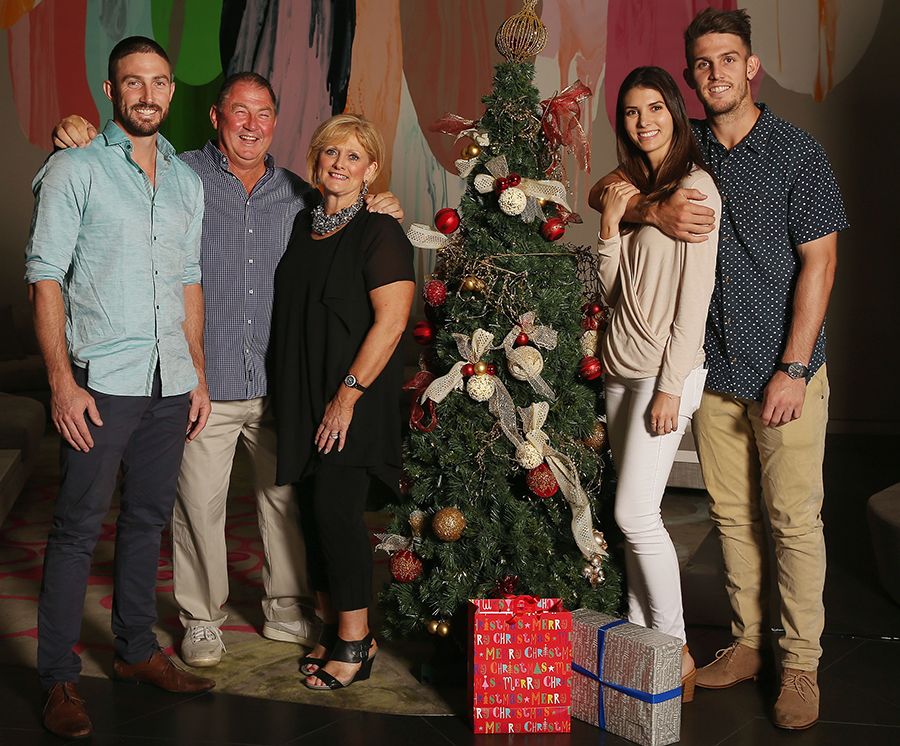 The Marsh family gather around for a picture at a Christmas Day luncheon