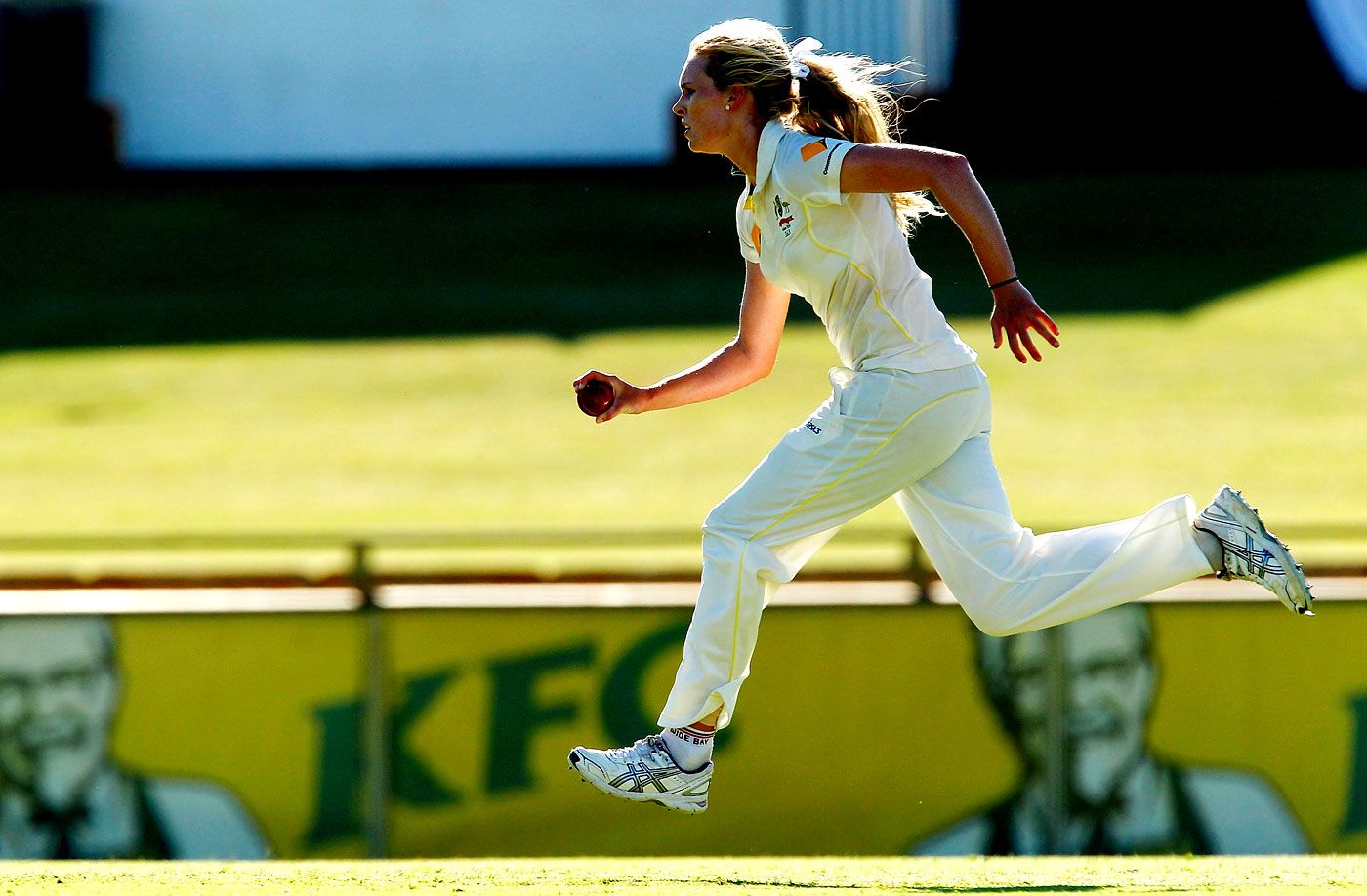 Holly Ferling runs in to bowl