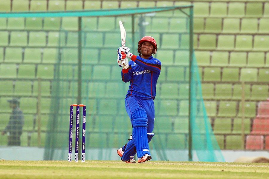 Tariq Stanikzai hoicks the ball over the leg side