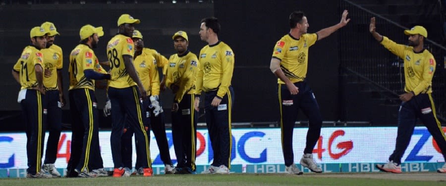 Peshawar Zalmi celebrate a wicket