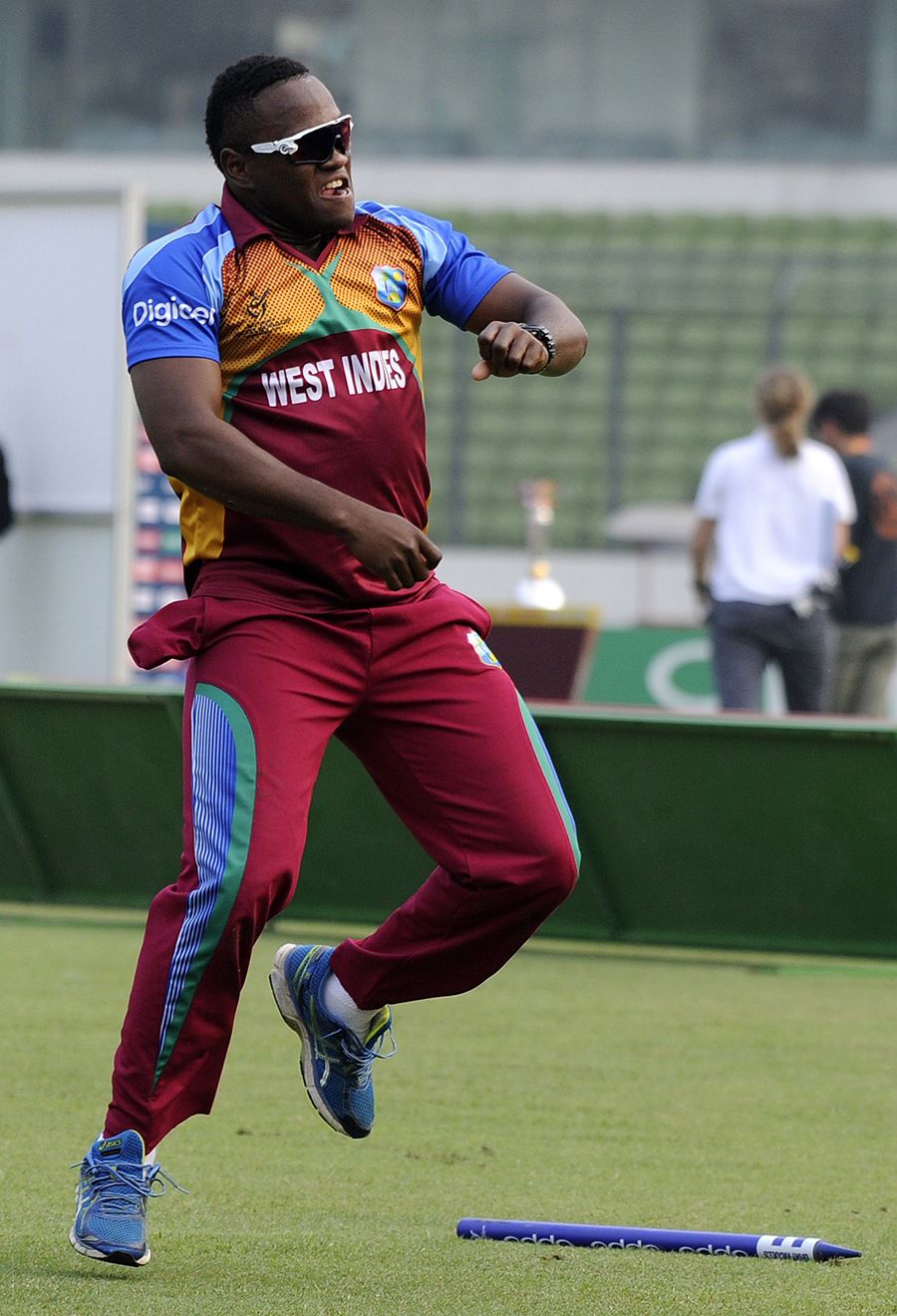 Gidron Pope breaks into a jig after West Indies' victory