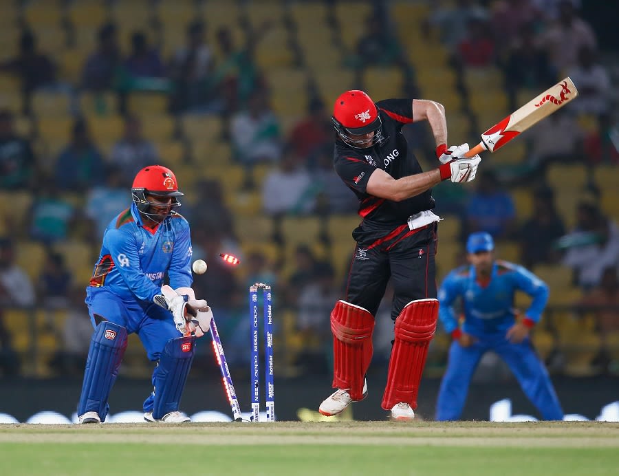 Jamie Atkinson was bowled by Rashid Khan for 16