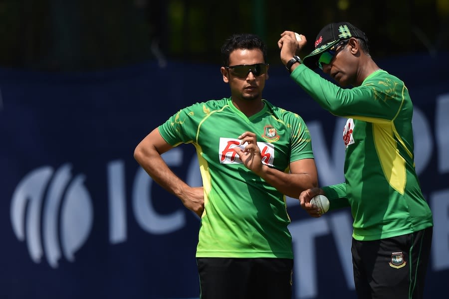 Banned bowler Arafat Sunny at a net session